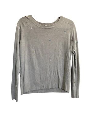 LOVESTITCH Beige Heart Embroidered Crewneck Sweater small lightweight #NE392